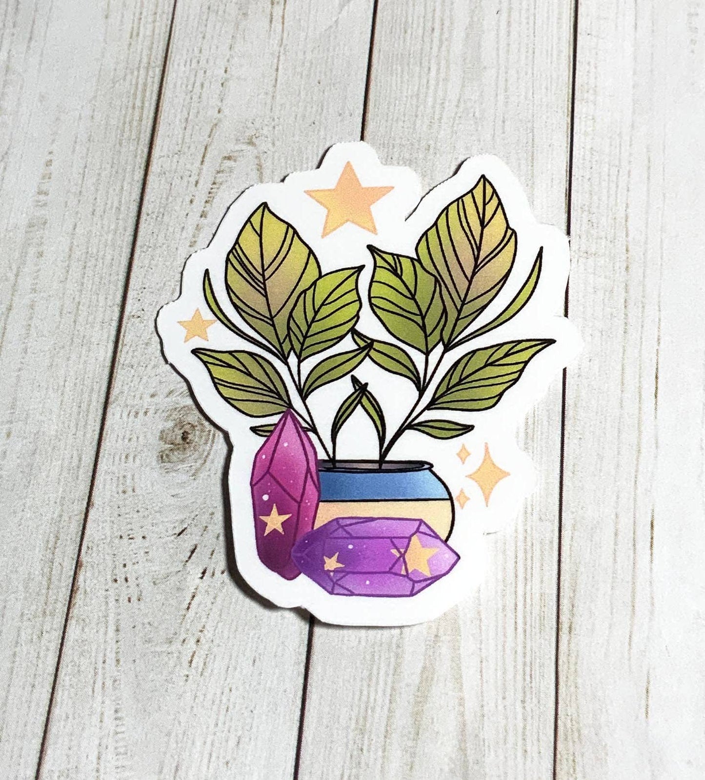 Witchy Crystal and Plants Vinyl Sticker | 3"