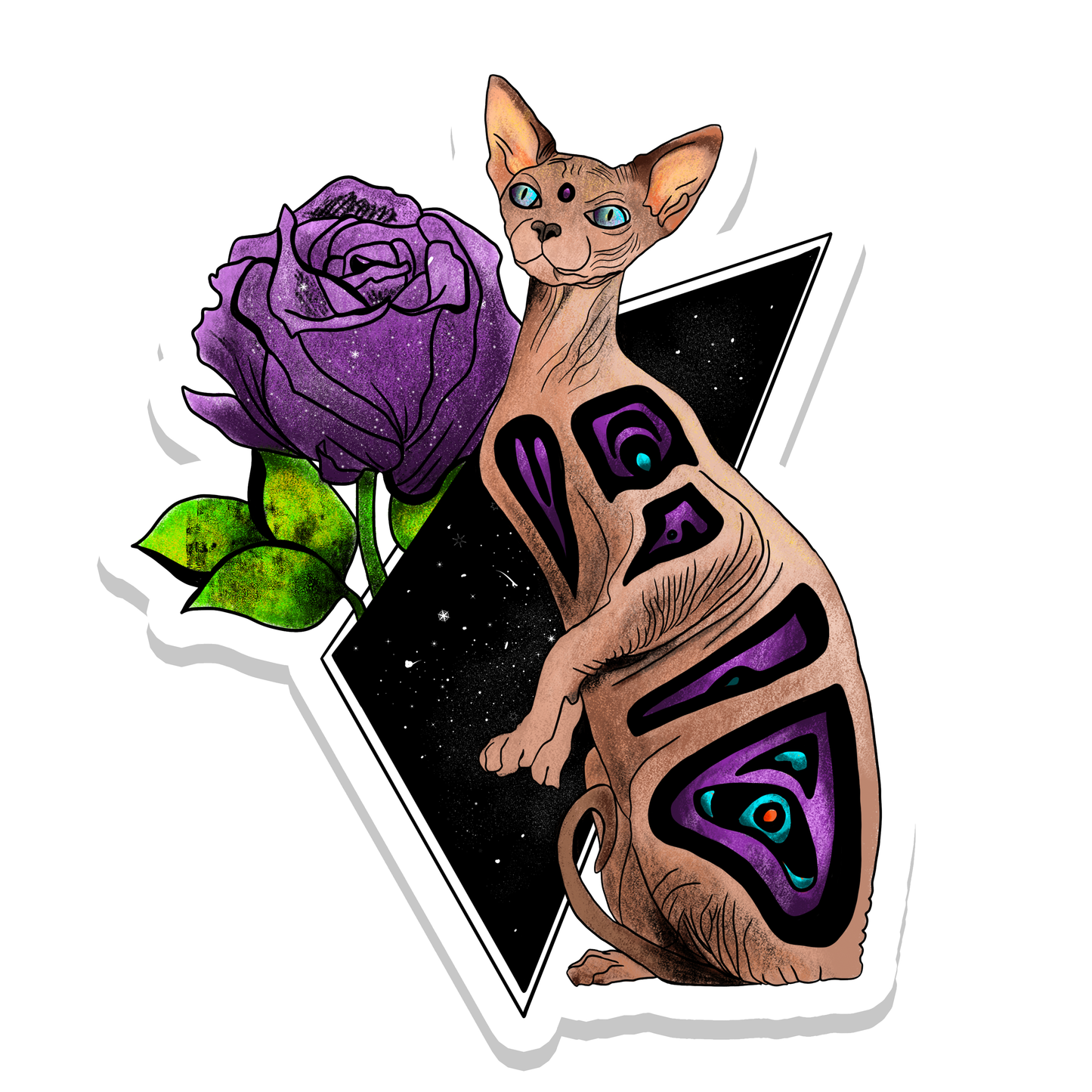 Witchy Sphynx Cat Vinyl Sticker | 3"