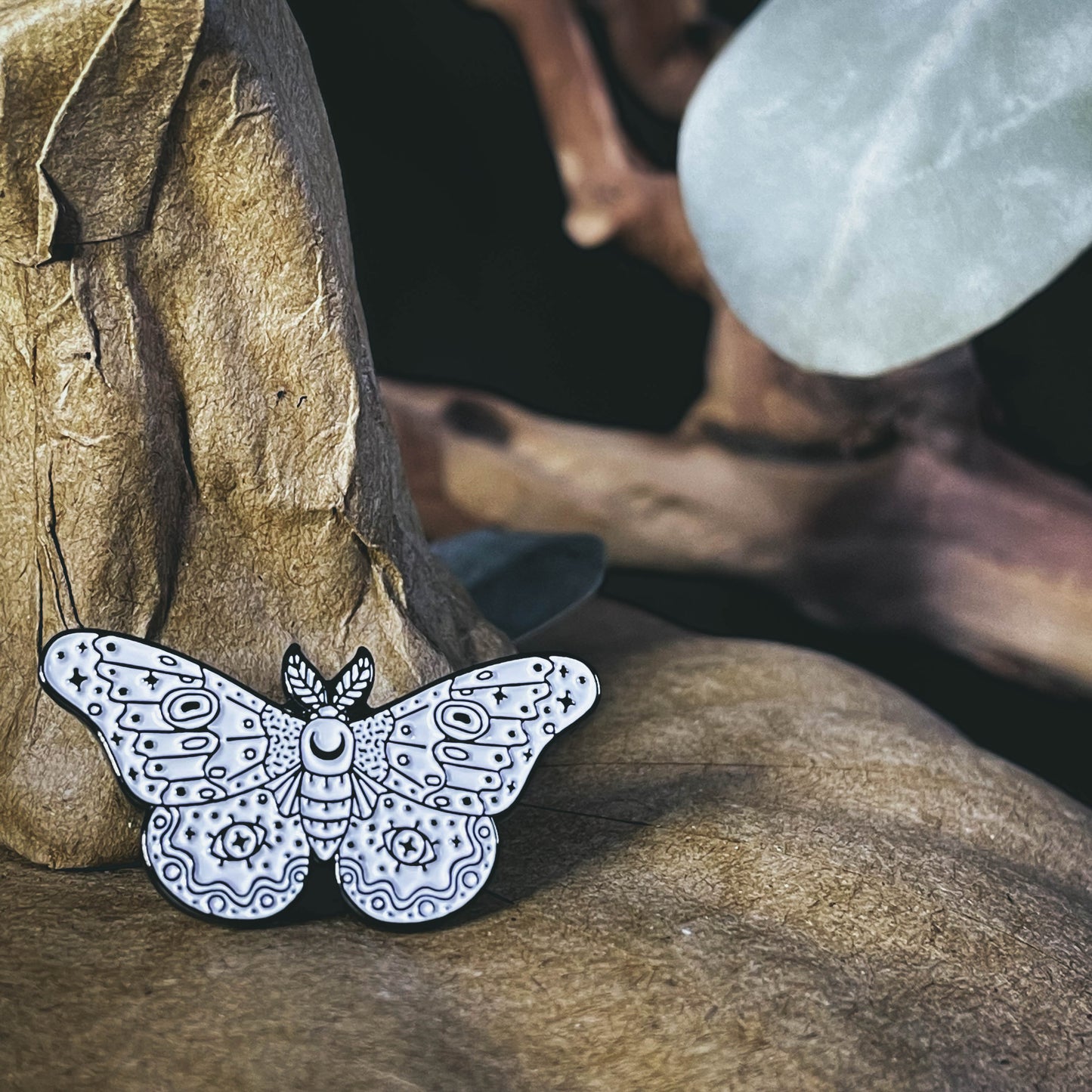 White Moth Enamel Pin