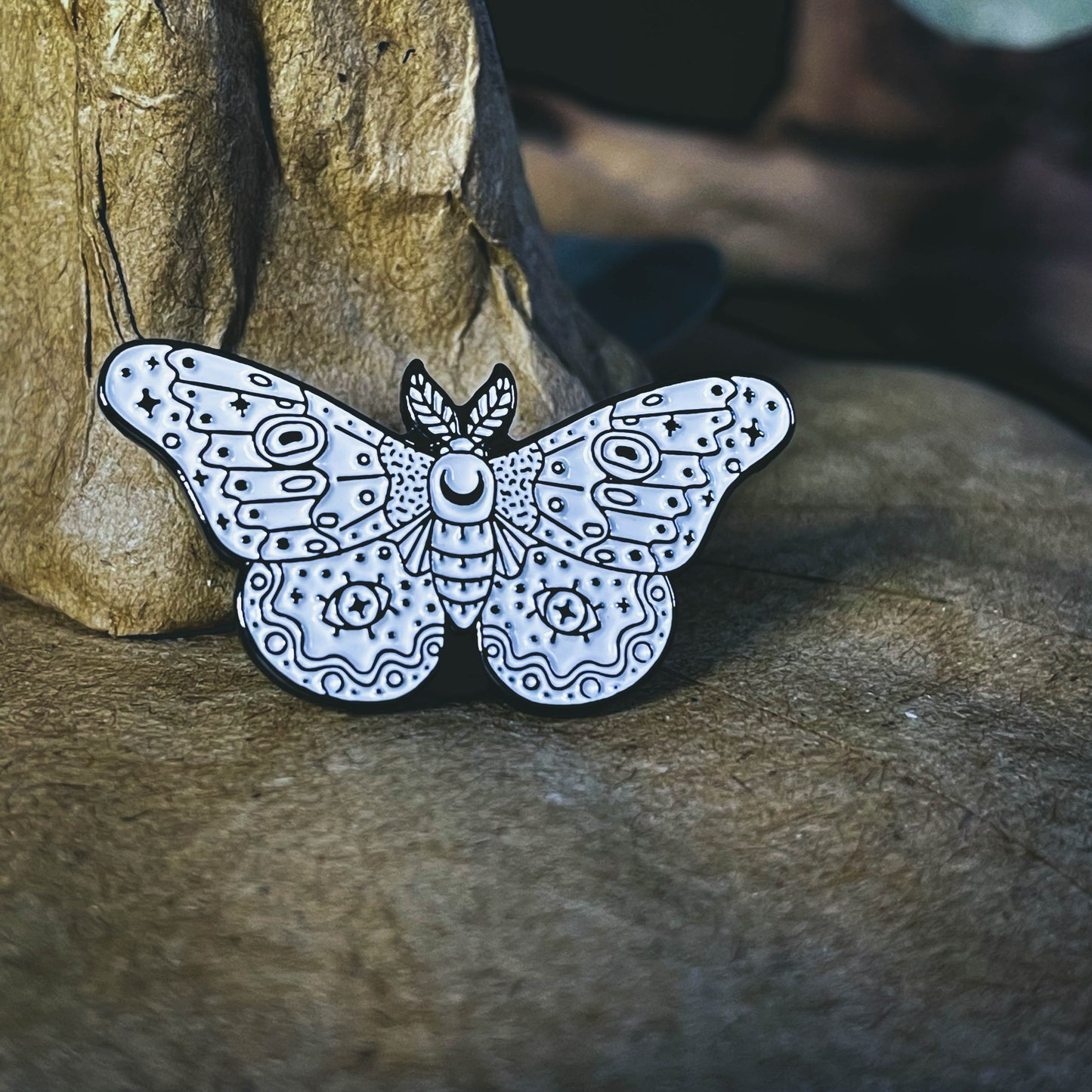 White Moth Enamel Pin