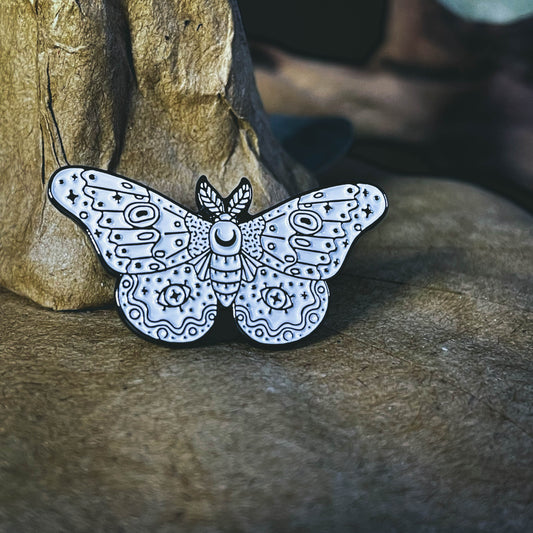 White Moth Enamel Pin