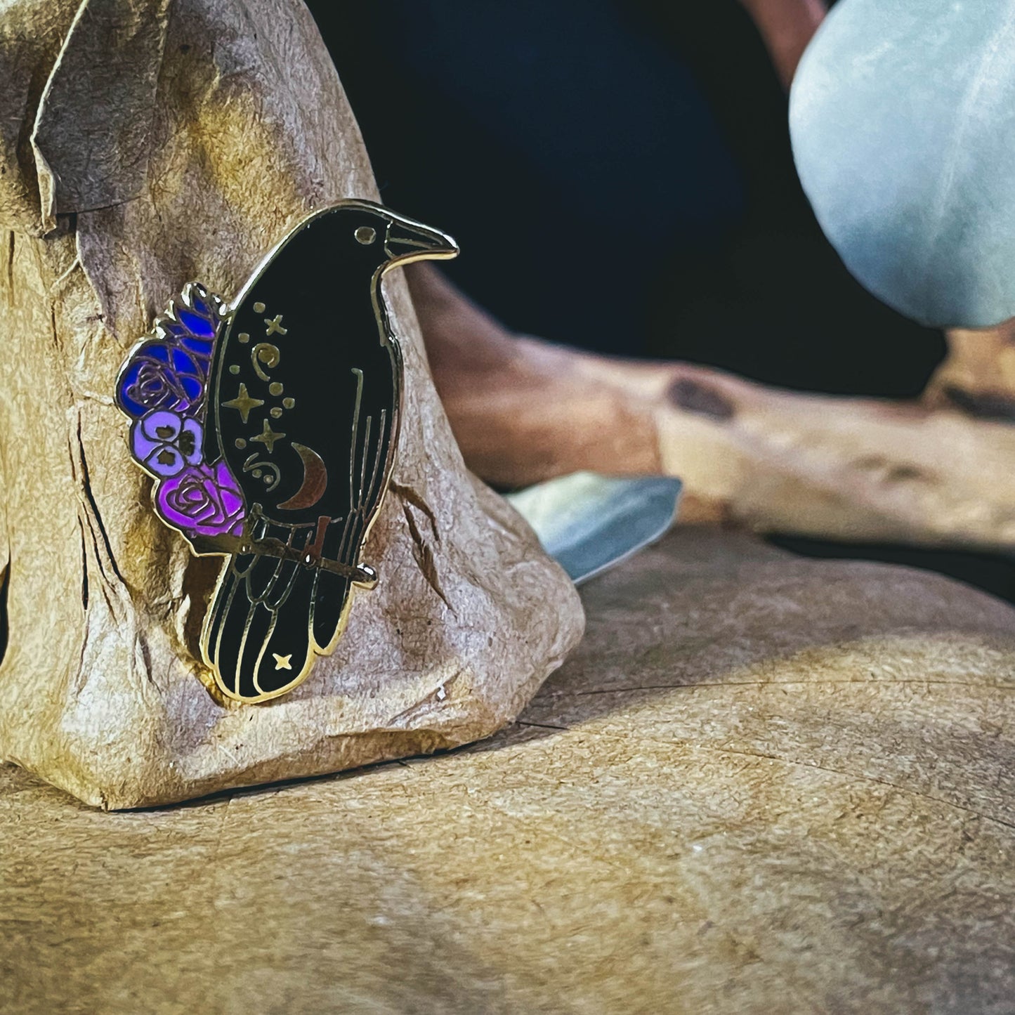 Lunar Crow Enamel Pin