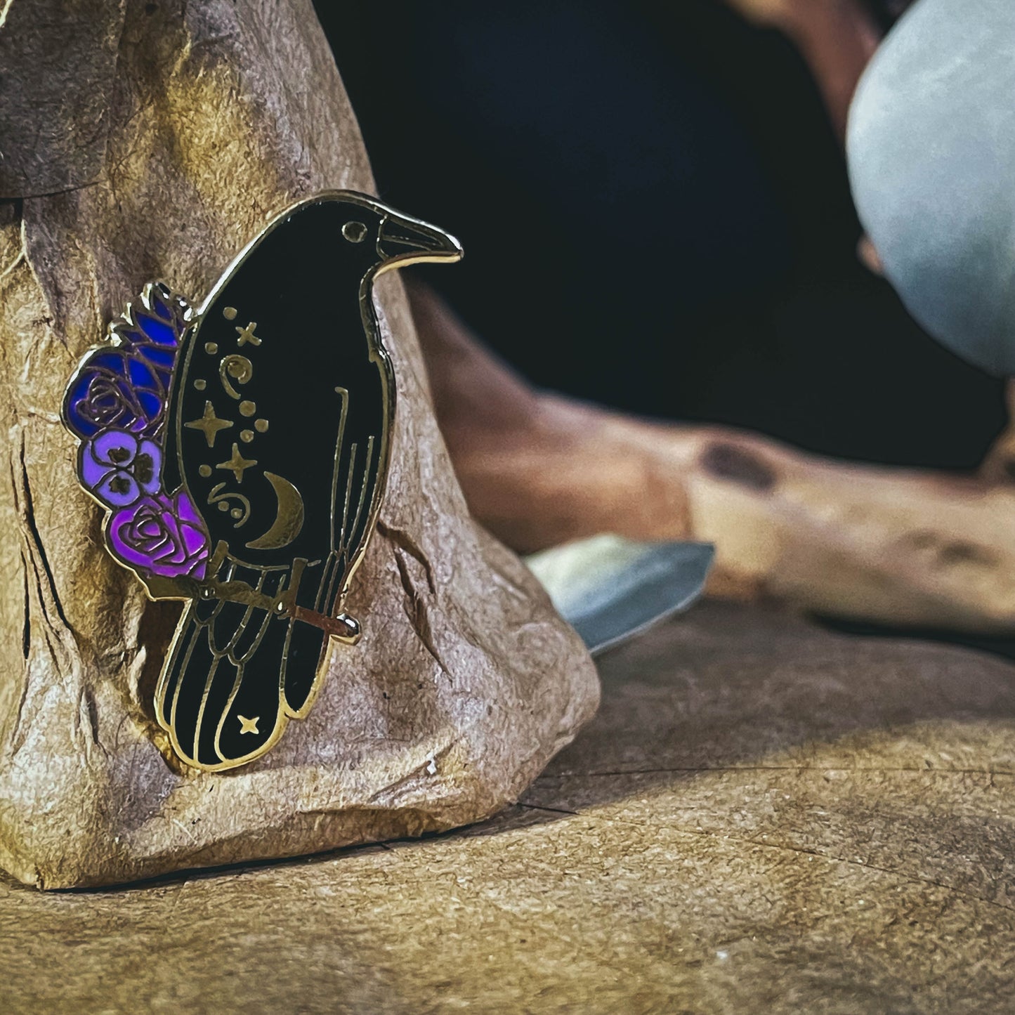 Lunar Crow Enamel Pin