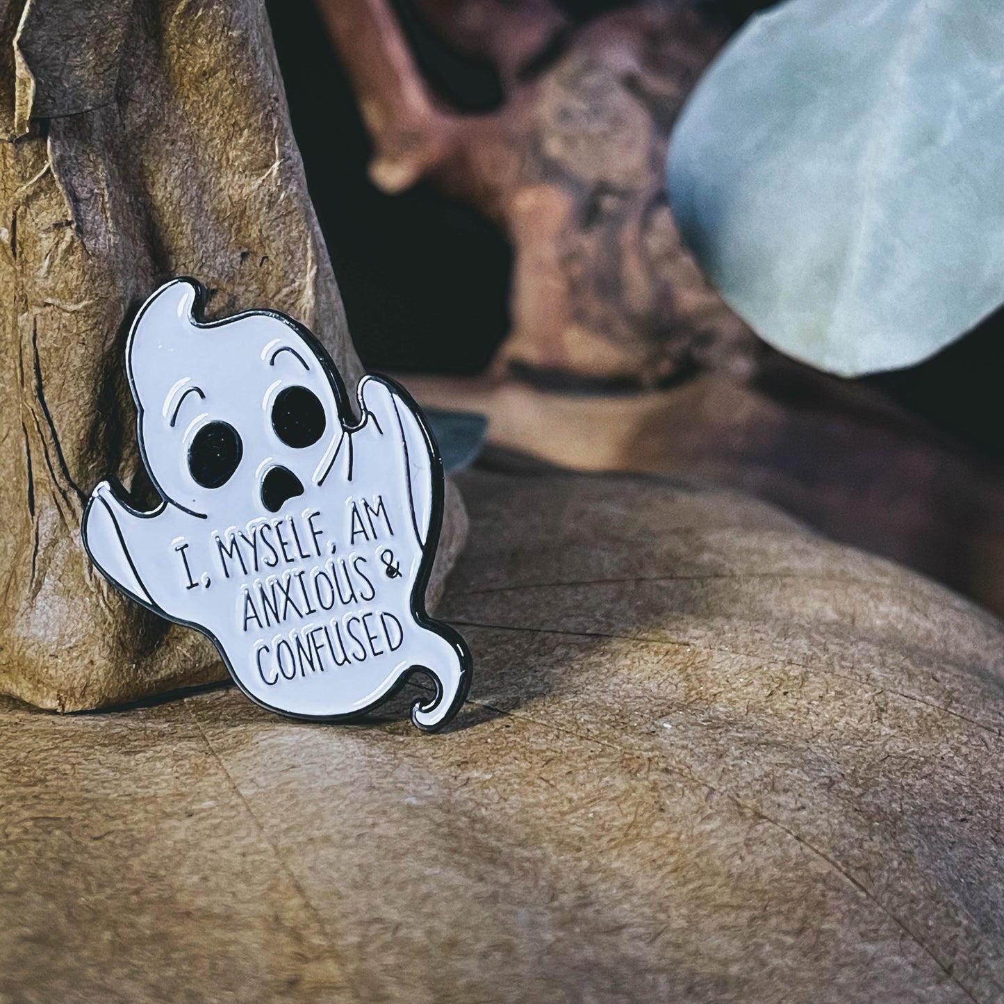Anxious & Confused Ghost Enamel Pin