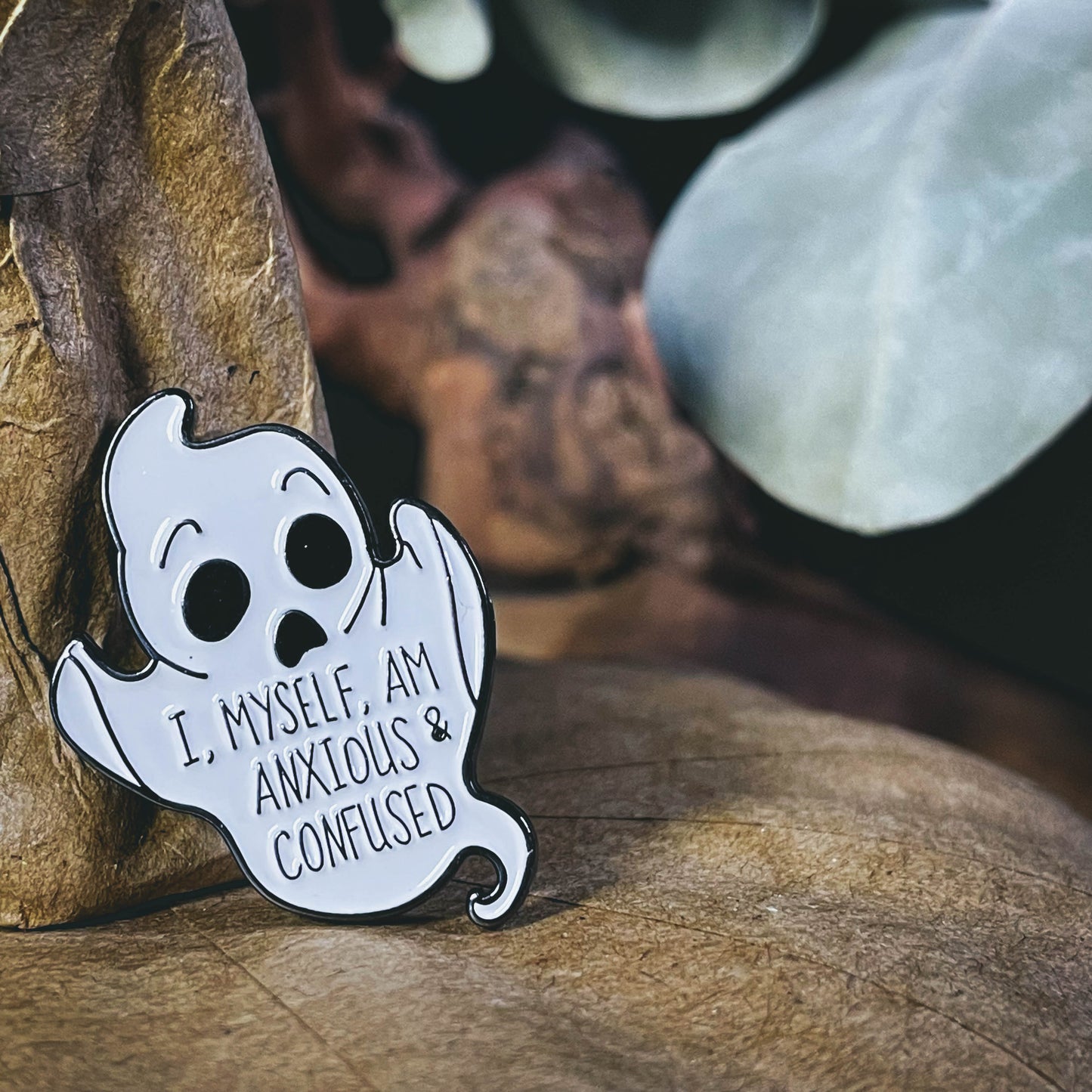 Anxious & Confused Ghost Enamel Pin