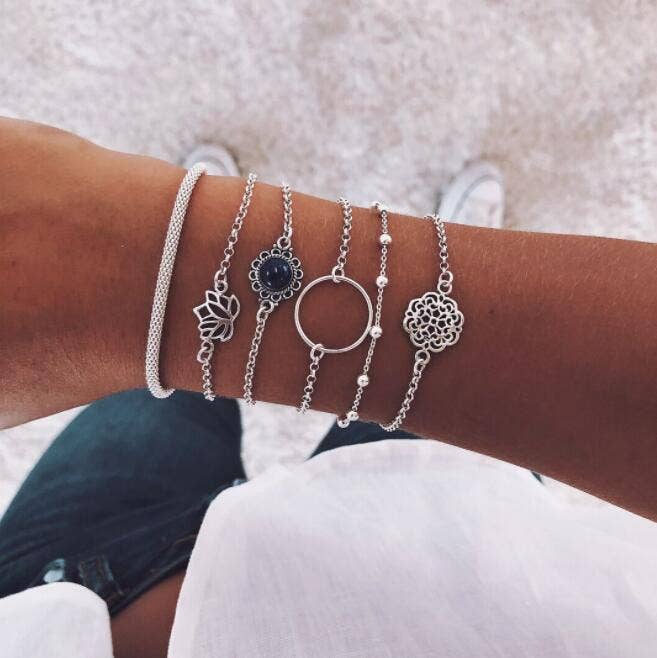 6-Piece Lotus Leaf Bracelet Set