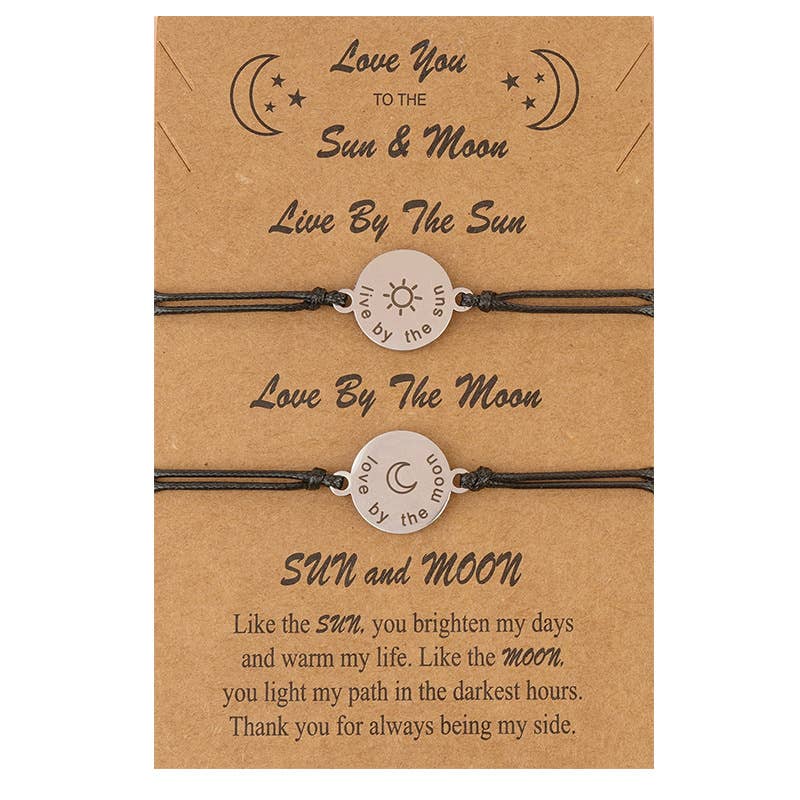 Live by the Sun & Love by the Moon Adjustable Buddy Bracelet Set