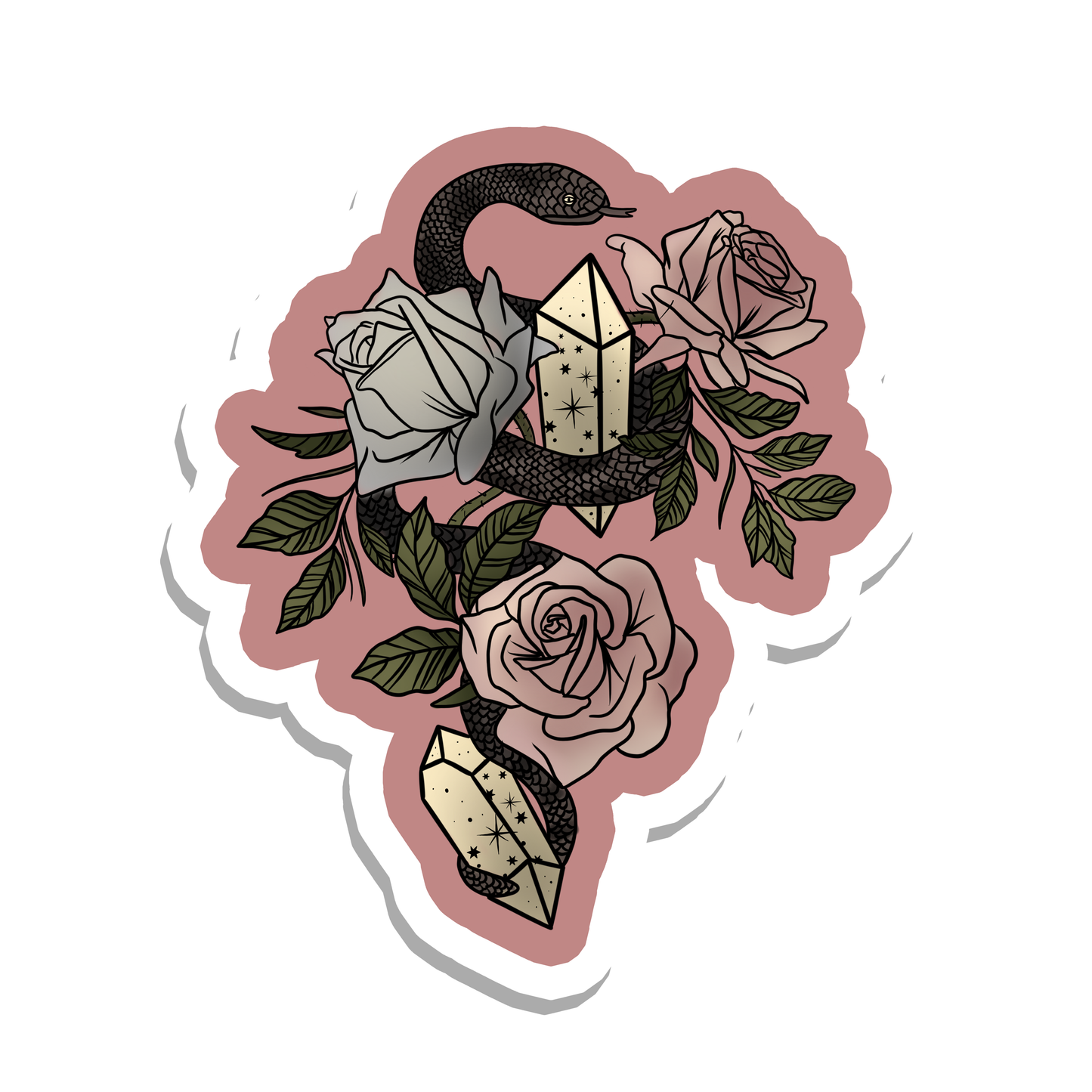 Witchy Snake and Crystals Vinyl Sticker | 3"
