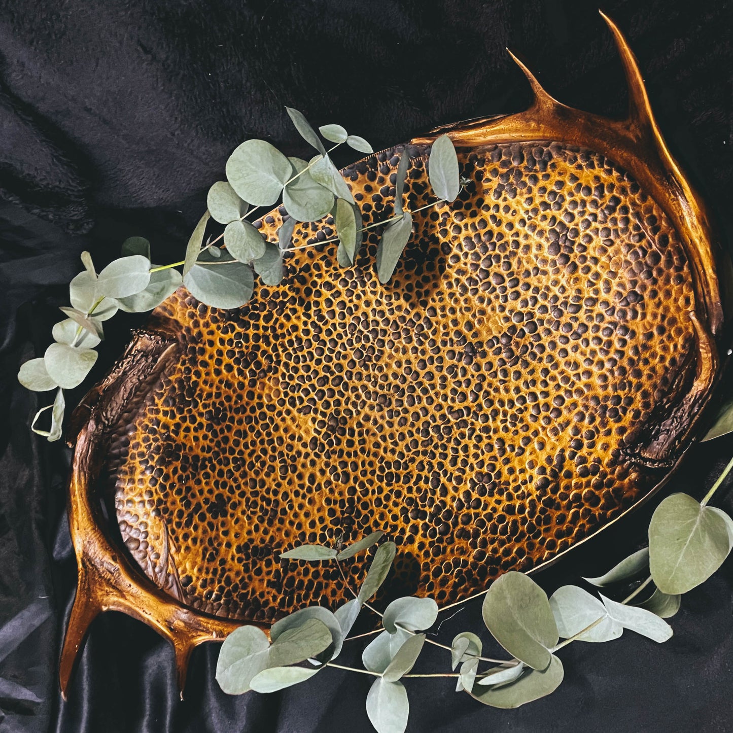 Bronze Tray with Horn Handles