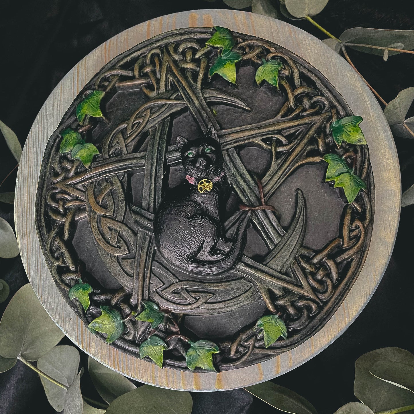 Crescent Moon Cat Pentagram Wall Art