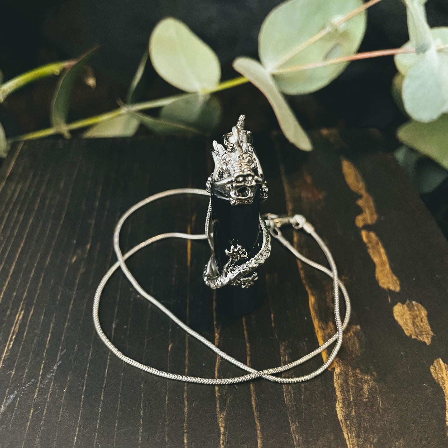 Dragon Winding Crystal Column Pendant Necklace
