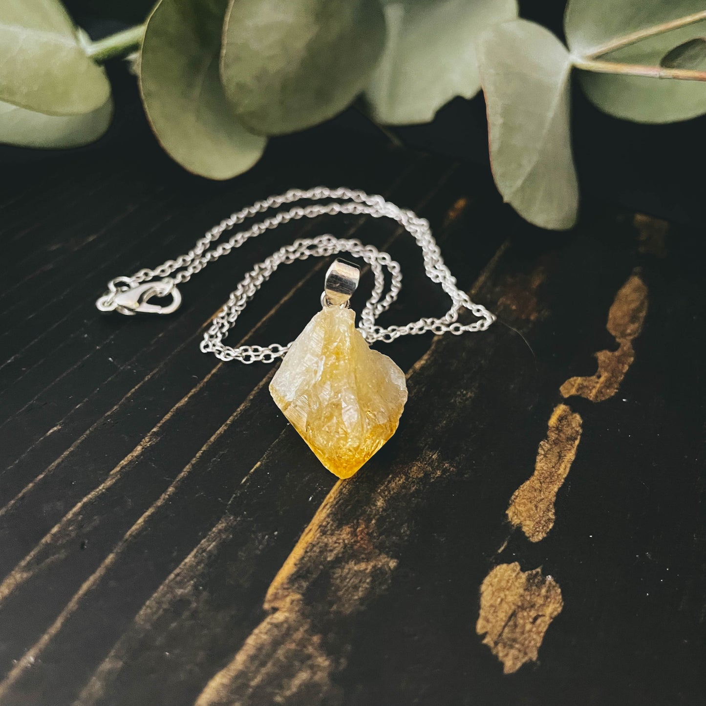 Citrine Rough Gemstone Point Necklace