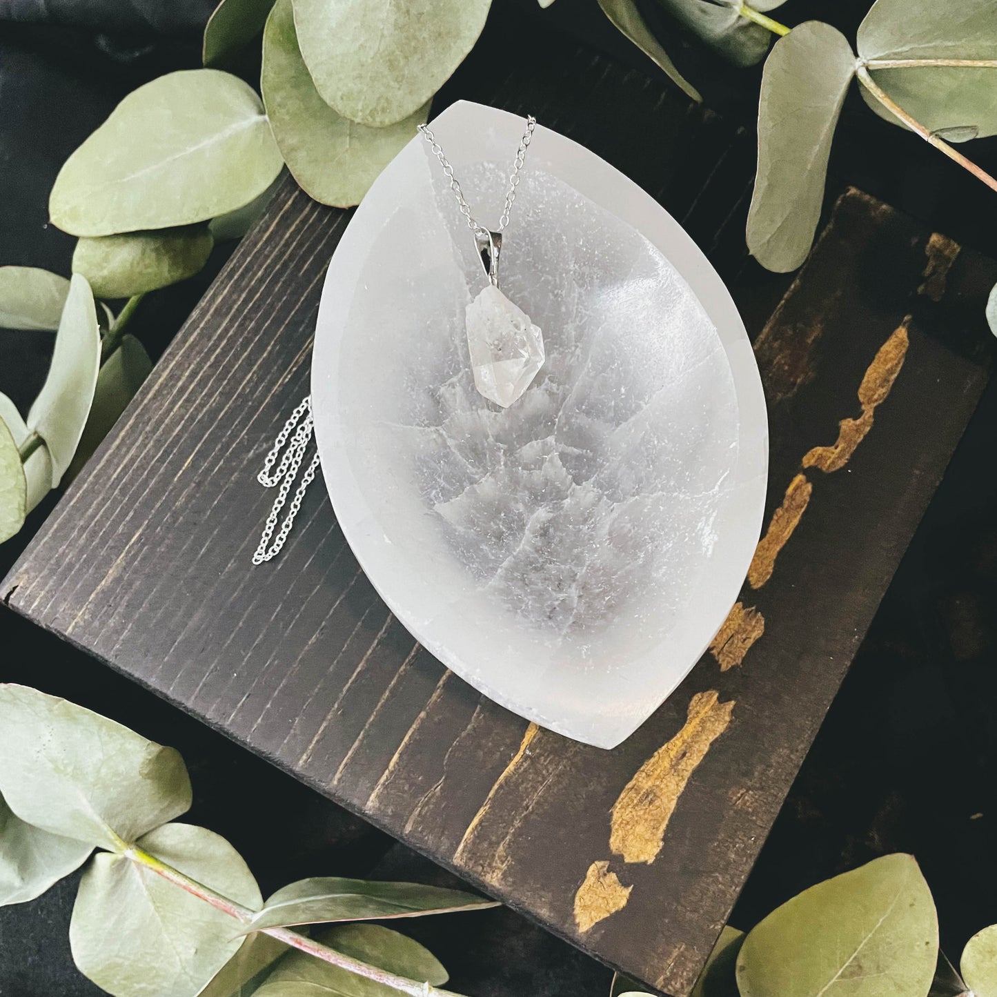 Clear Crystal Quartz Rough Gemstone Point Necklace