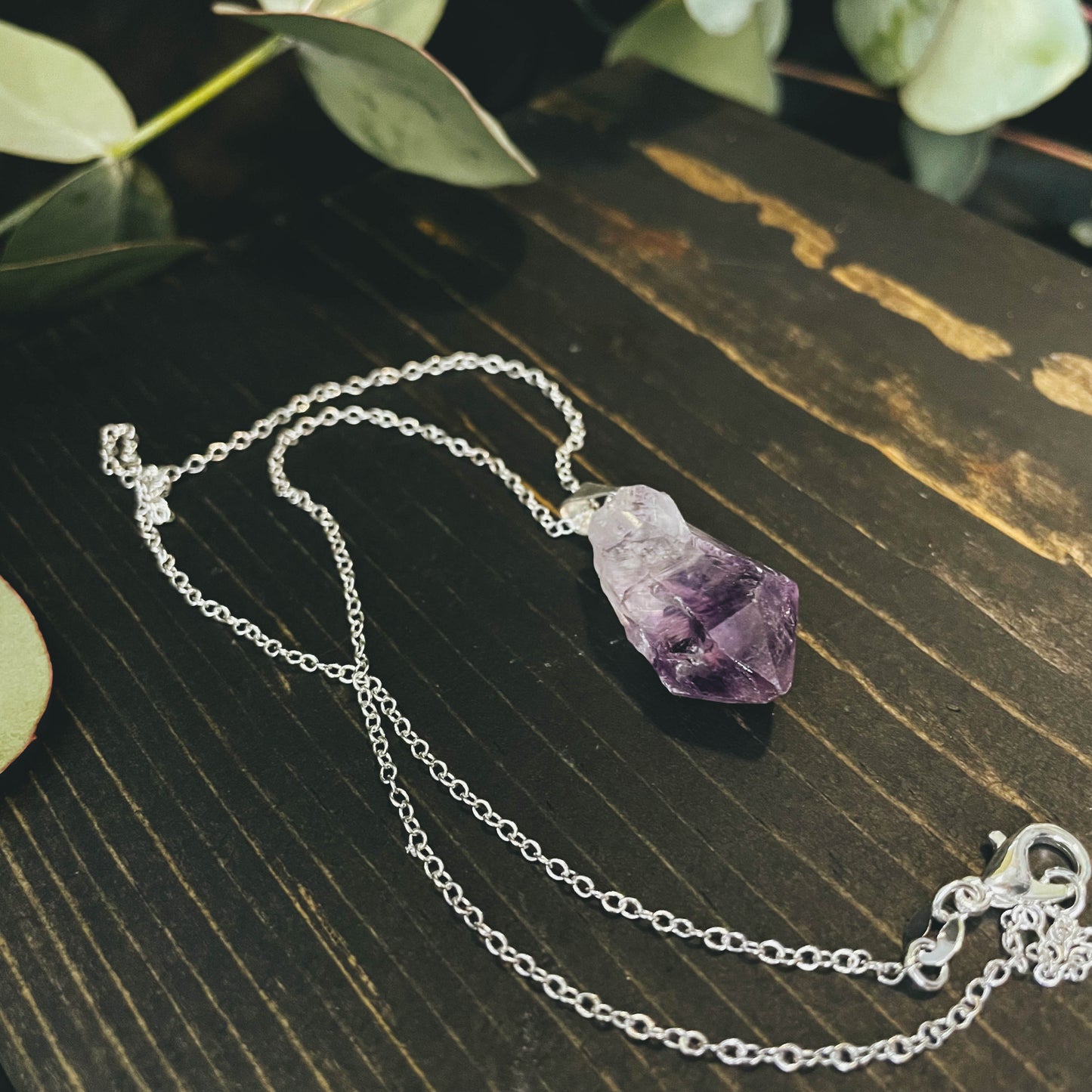 Amethyst Rough Gemstone Point Necklace