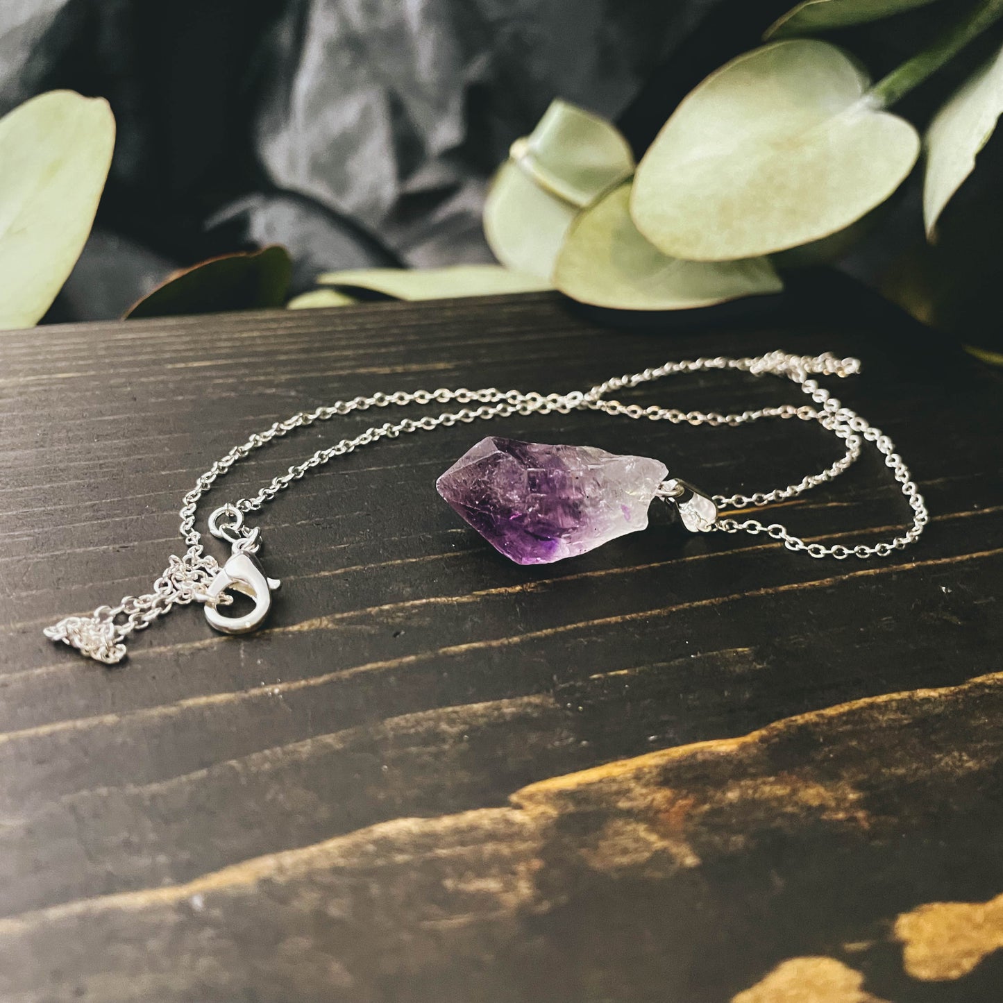 Amethyst Rough Gemstone Point Necklace