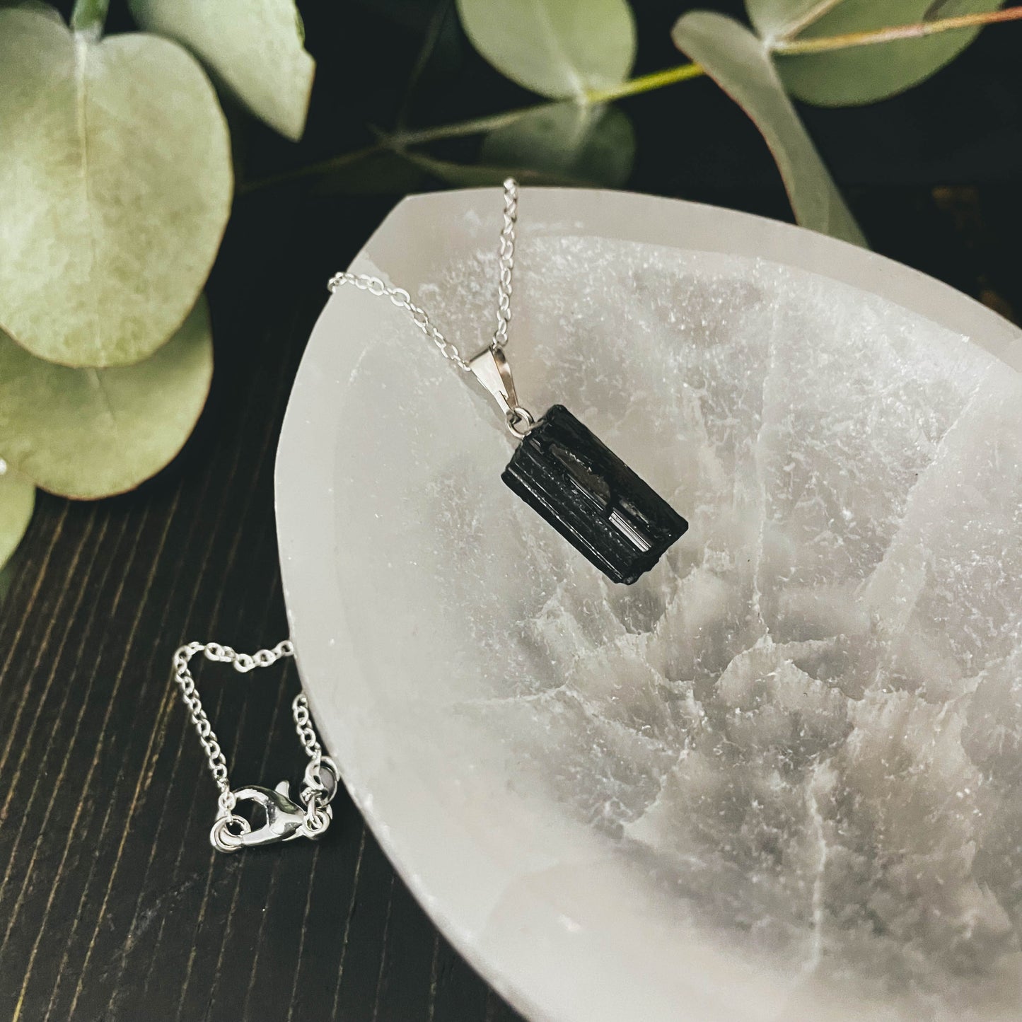 Black Tourmaline Rough Gemstone Necklace