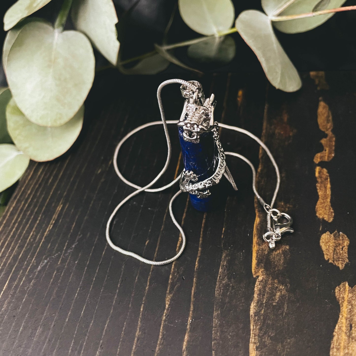 Dragon Winding Crystal Column Pendant Necklace