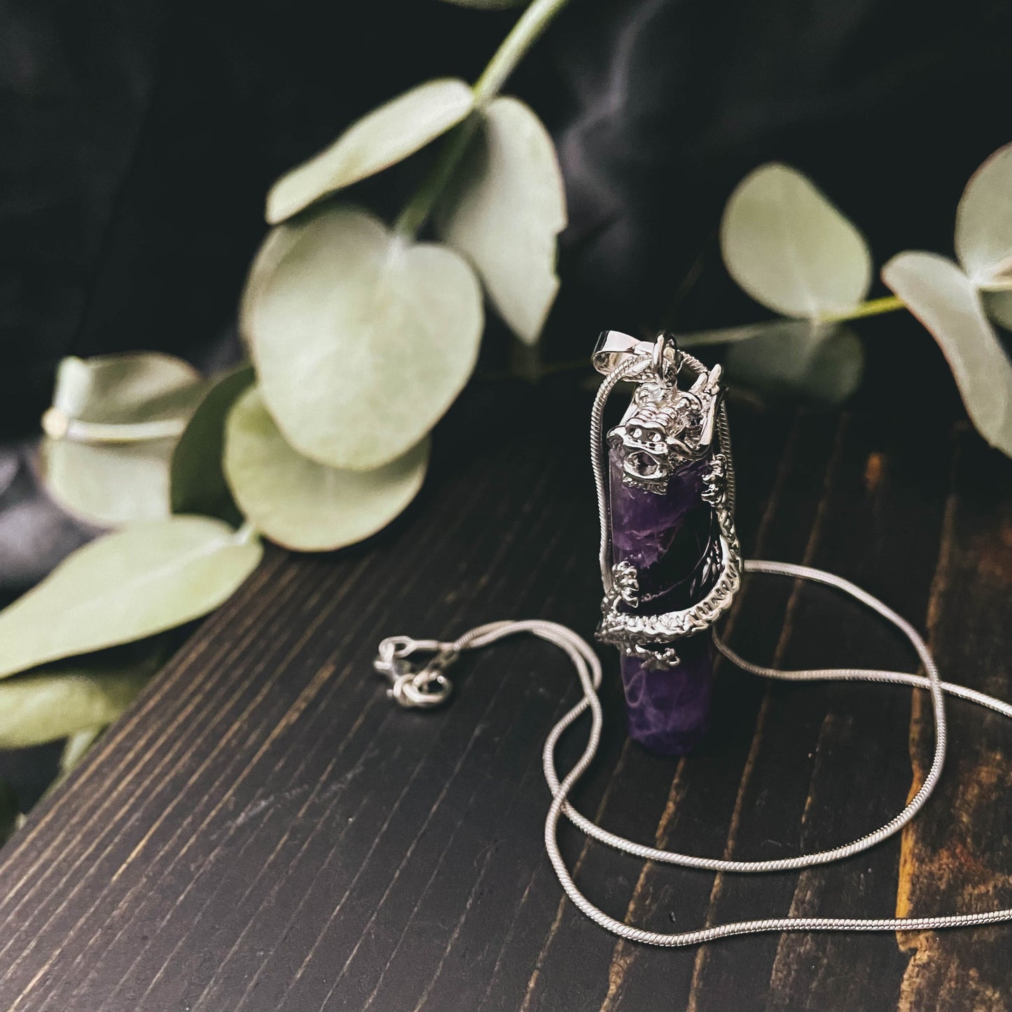 Dragon Winding Crystal Column Pendant Necklace