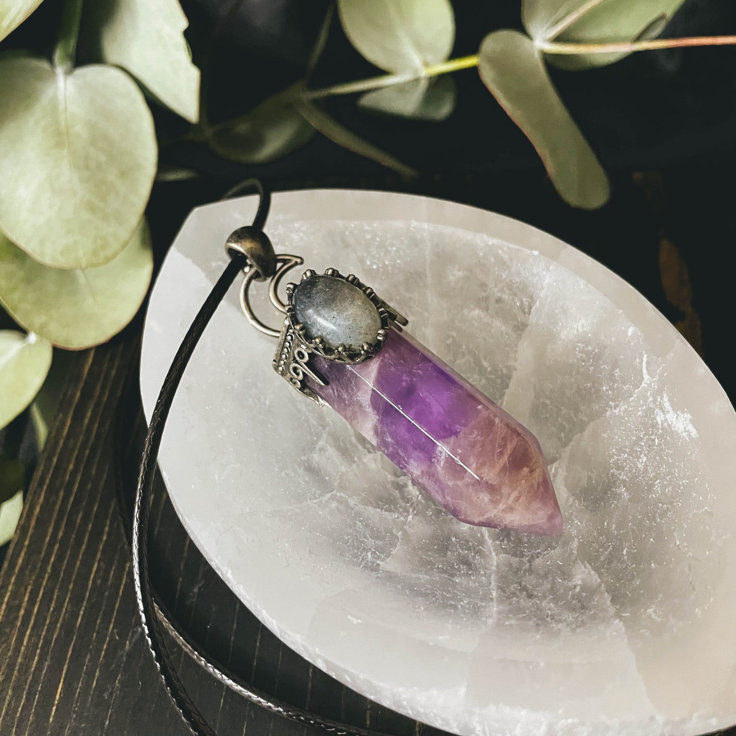 Moonstone Hexagonal Point Necklace