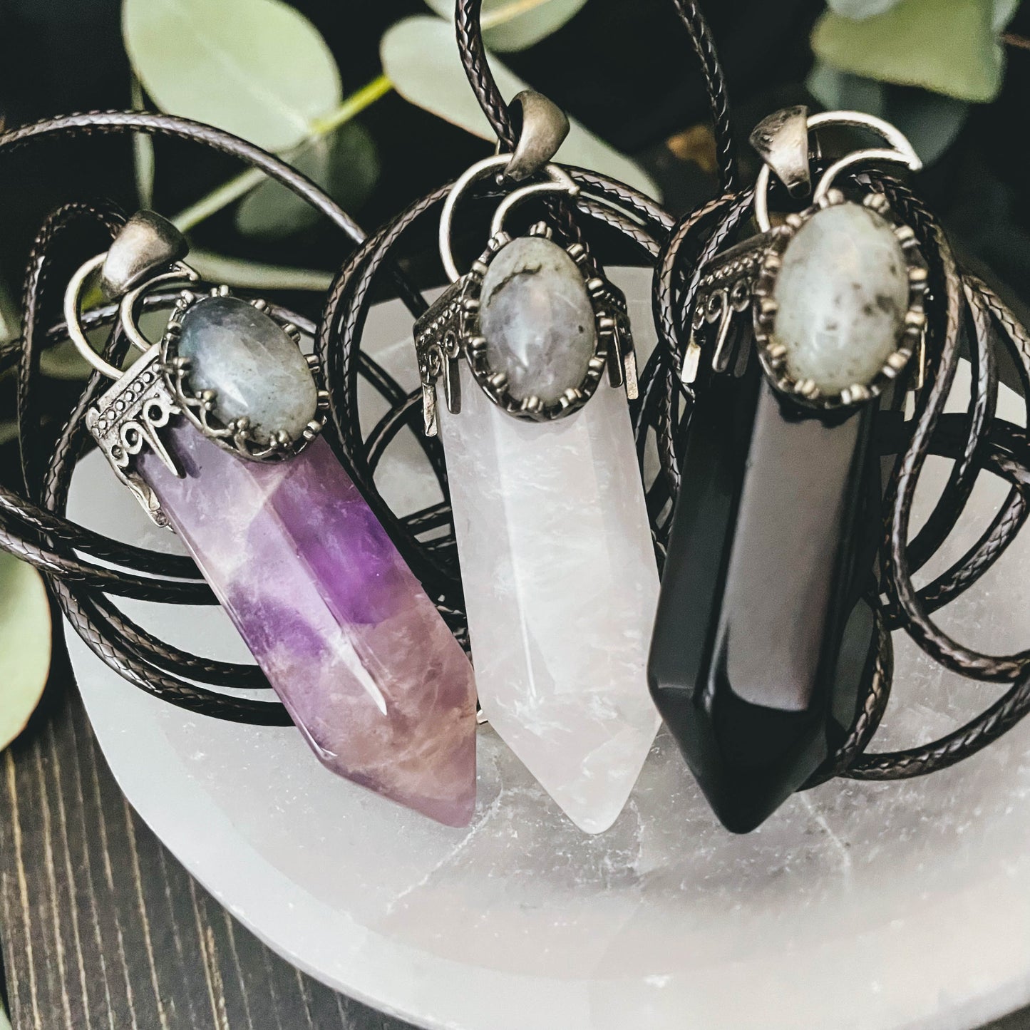 Moonstone Hexagonal Point Necklace