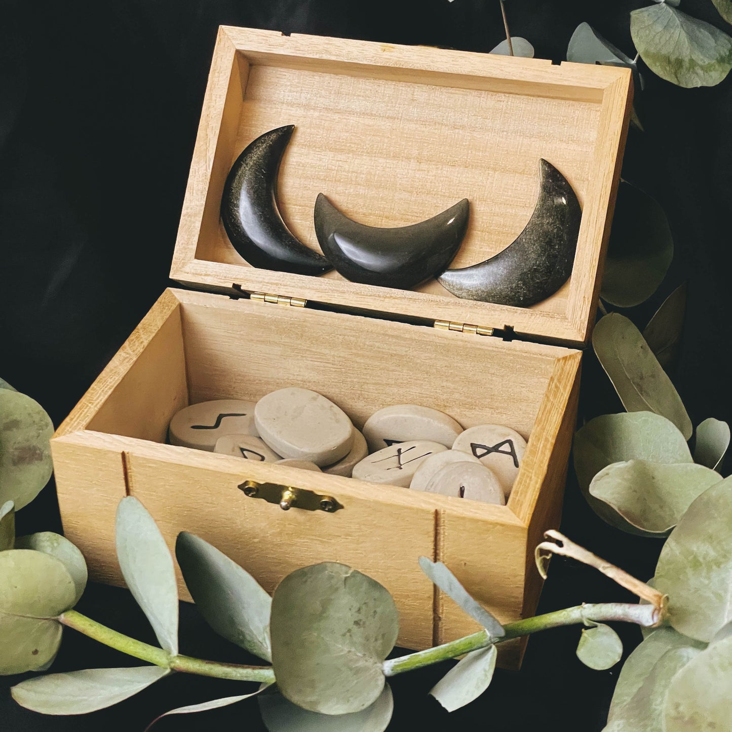 Golden Sheen Obsidian Crystal Moon