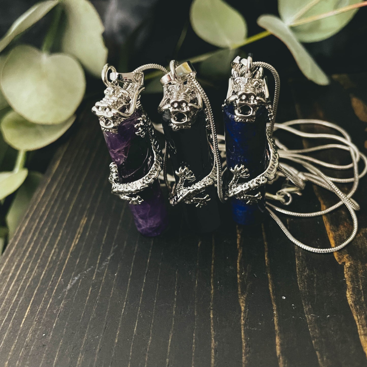 Dragon Winding Crystal Column Pendant Necklace