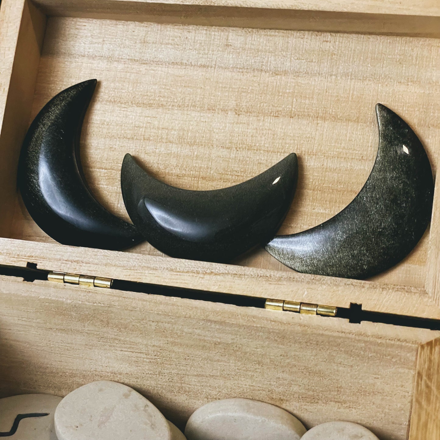 Golden Sheen Obsidian Crystal Moon