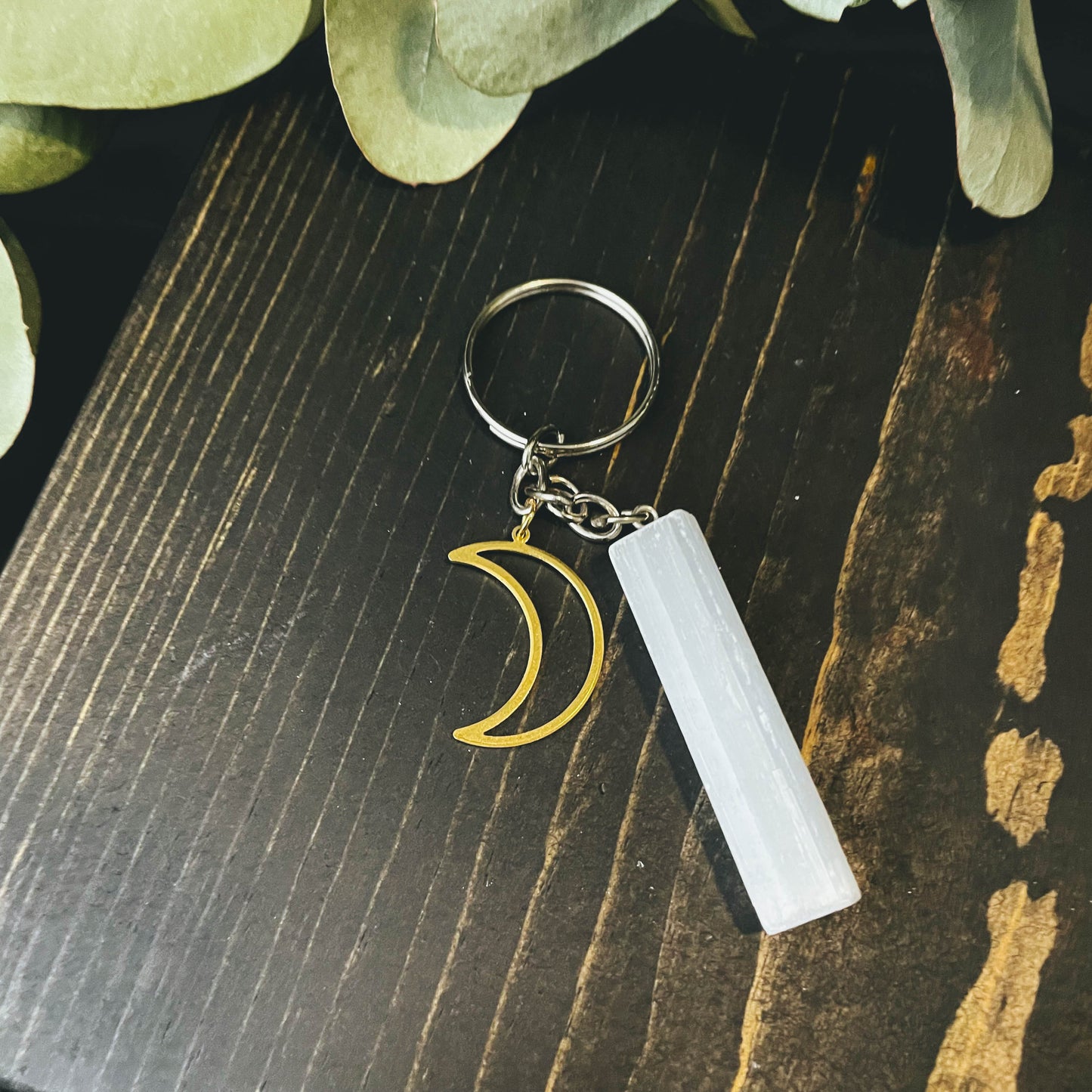 Selenite Rough Gemstone Key Chain