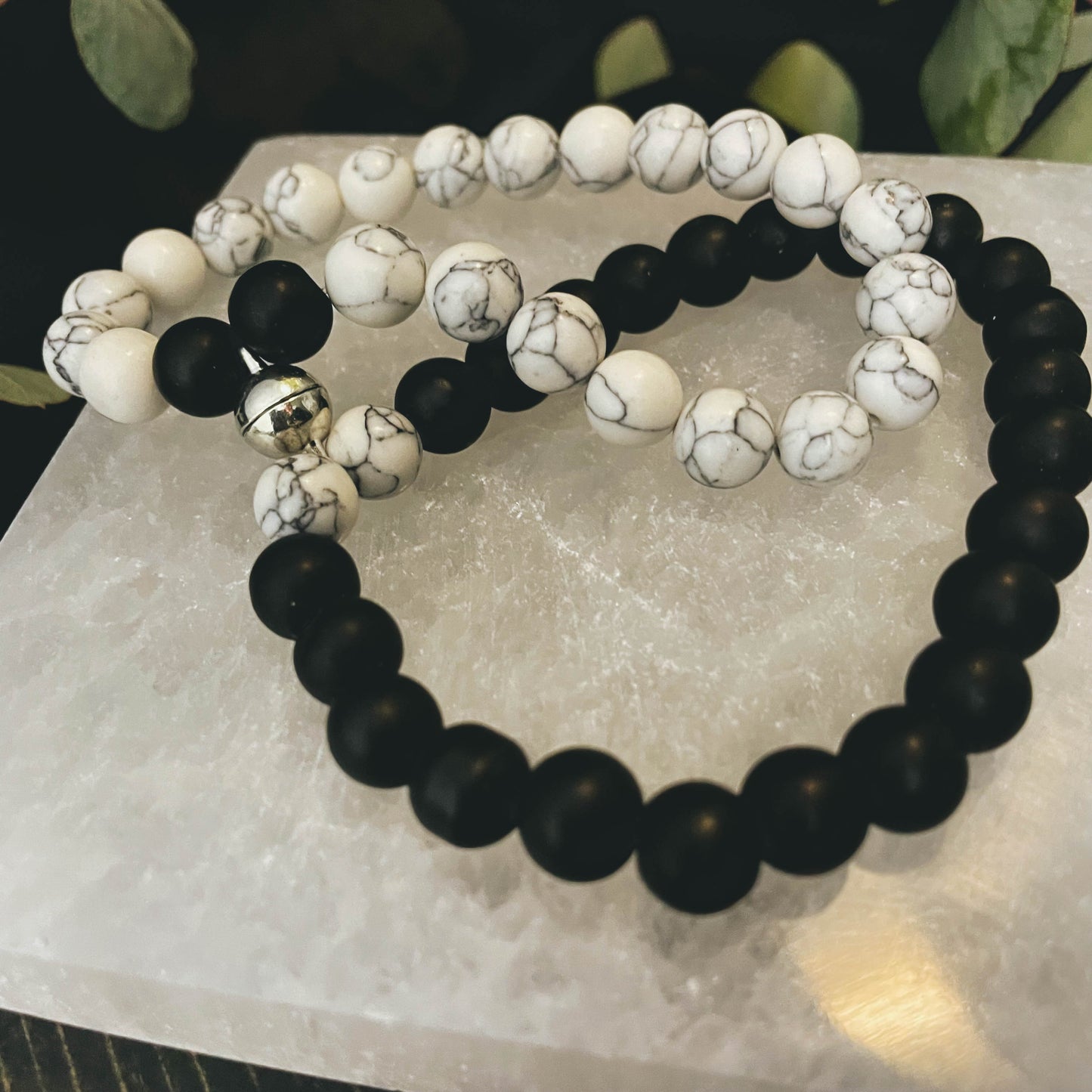 Onyx & Howlite Buddy Bracelet Set