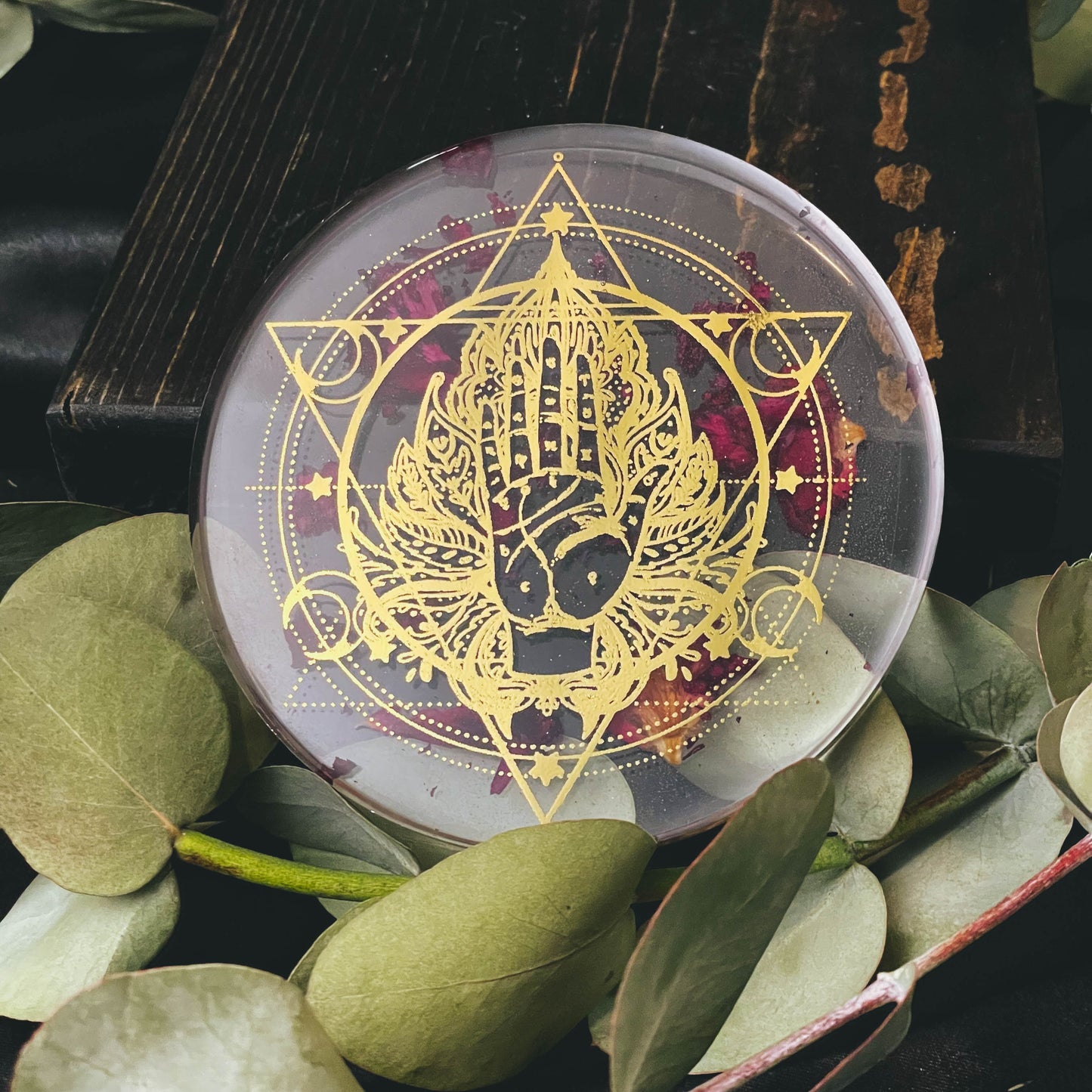Rose Quartz Palmistry Altar Tile & Crystal Charger