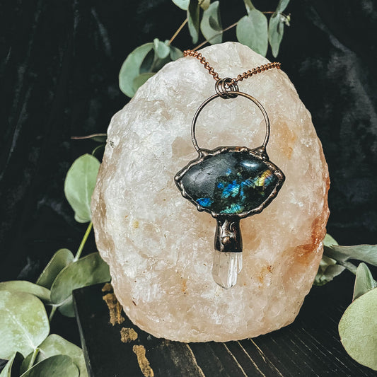 Labradorite and Clear Quartz Crystal Necklace