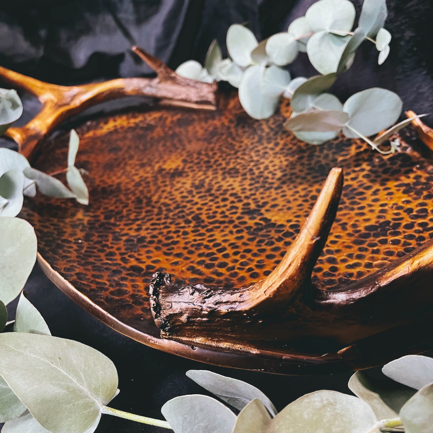 Bronze Tray with Horn Handles