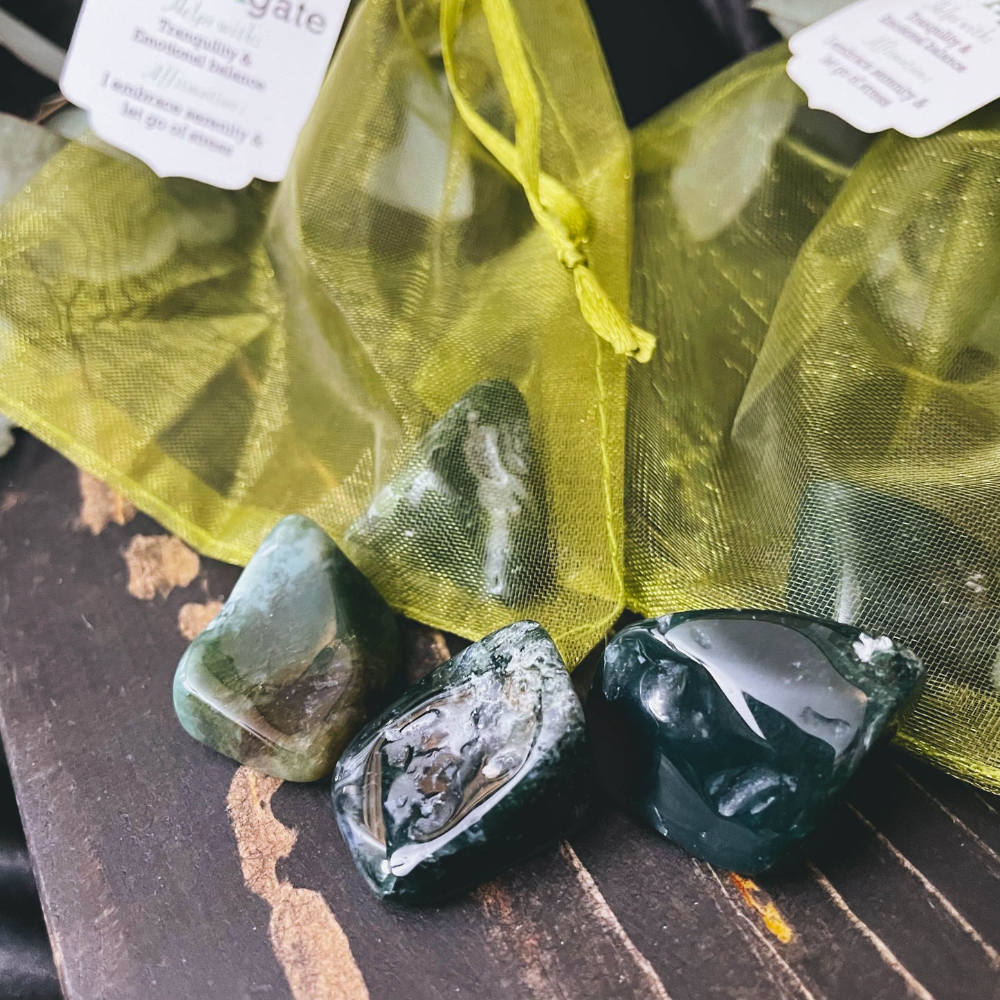 Moss Agate Crystal Bag