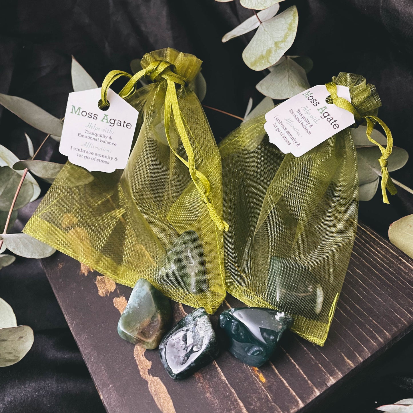 Moss Agate Crystal Bag