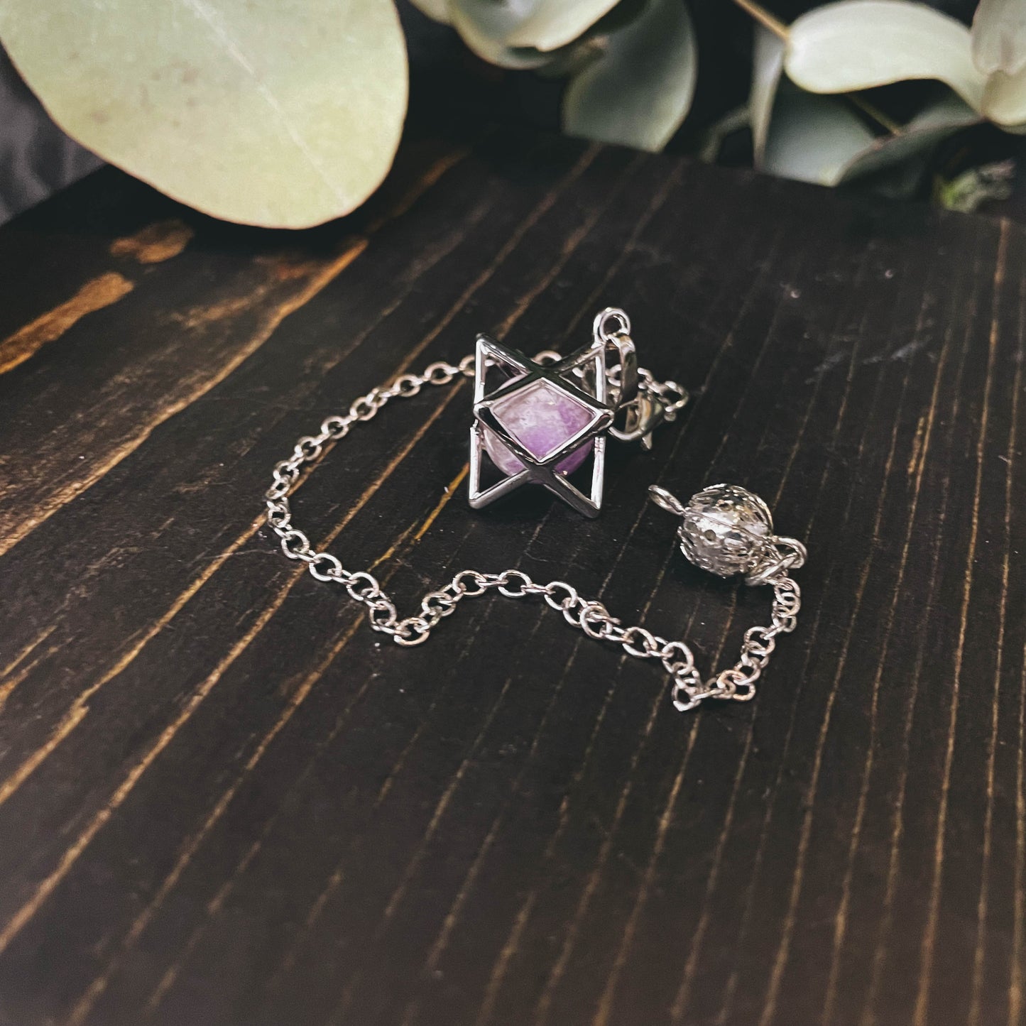 Hollow Metal Natural Stone Pendulum