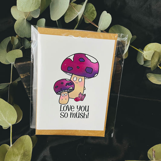 Cottagecore I Love You So Mush Pun Greeting Card - Blank
