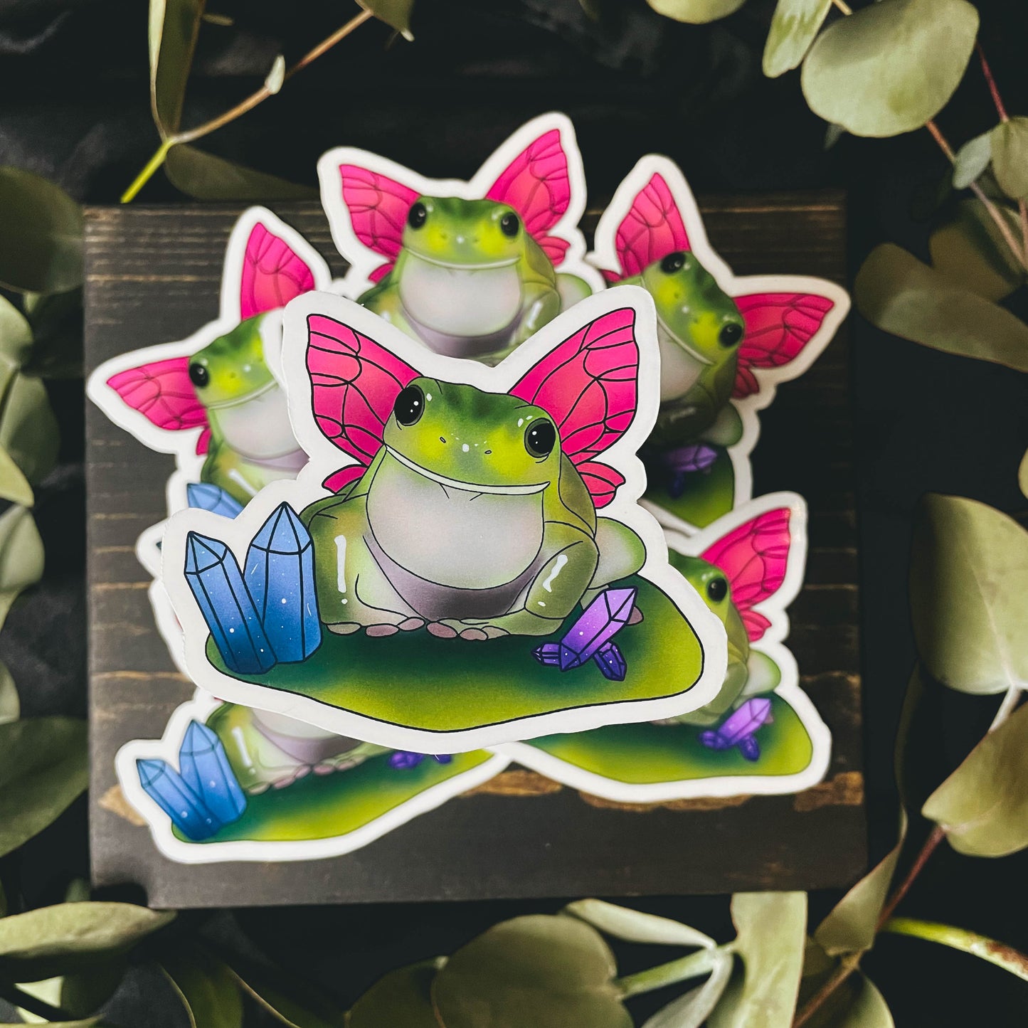 Magical Frog Fairy with Pink Wings Vinyl Sticker | 3"