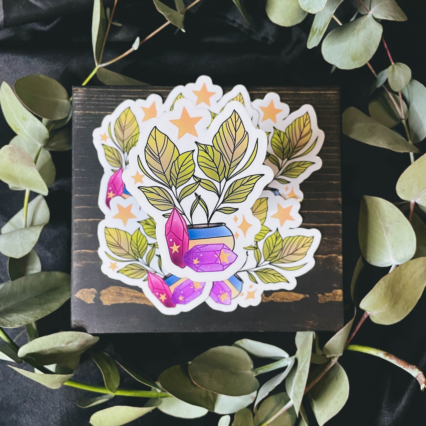 Witchy Crystal and Plants Vinyl Sticker | 3"