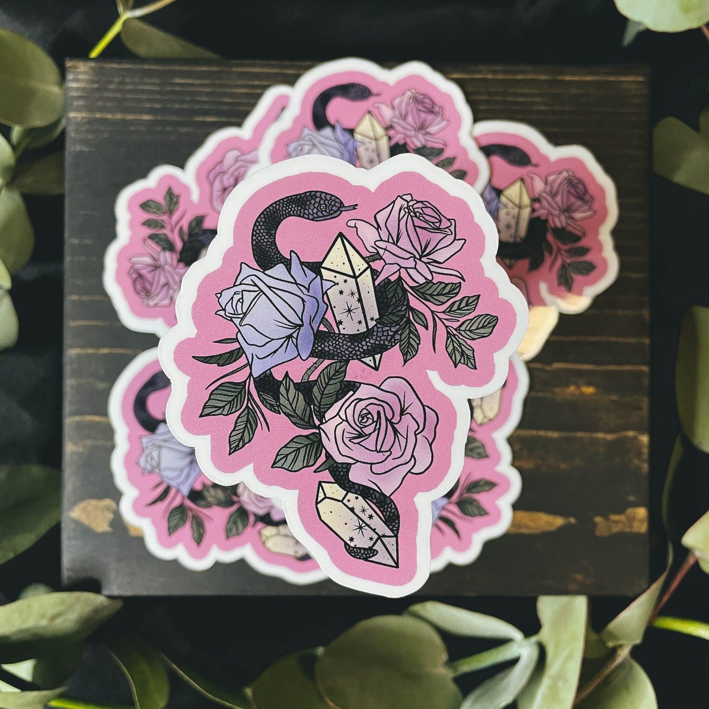 Witchy Snake and Crystals Vinyl Sticker | 3"