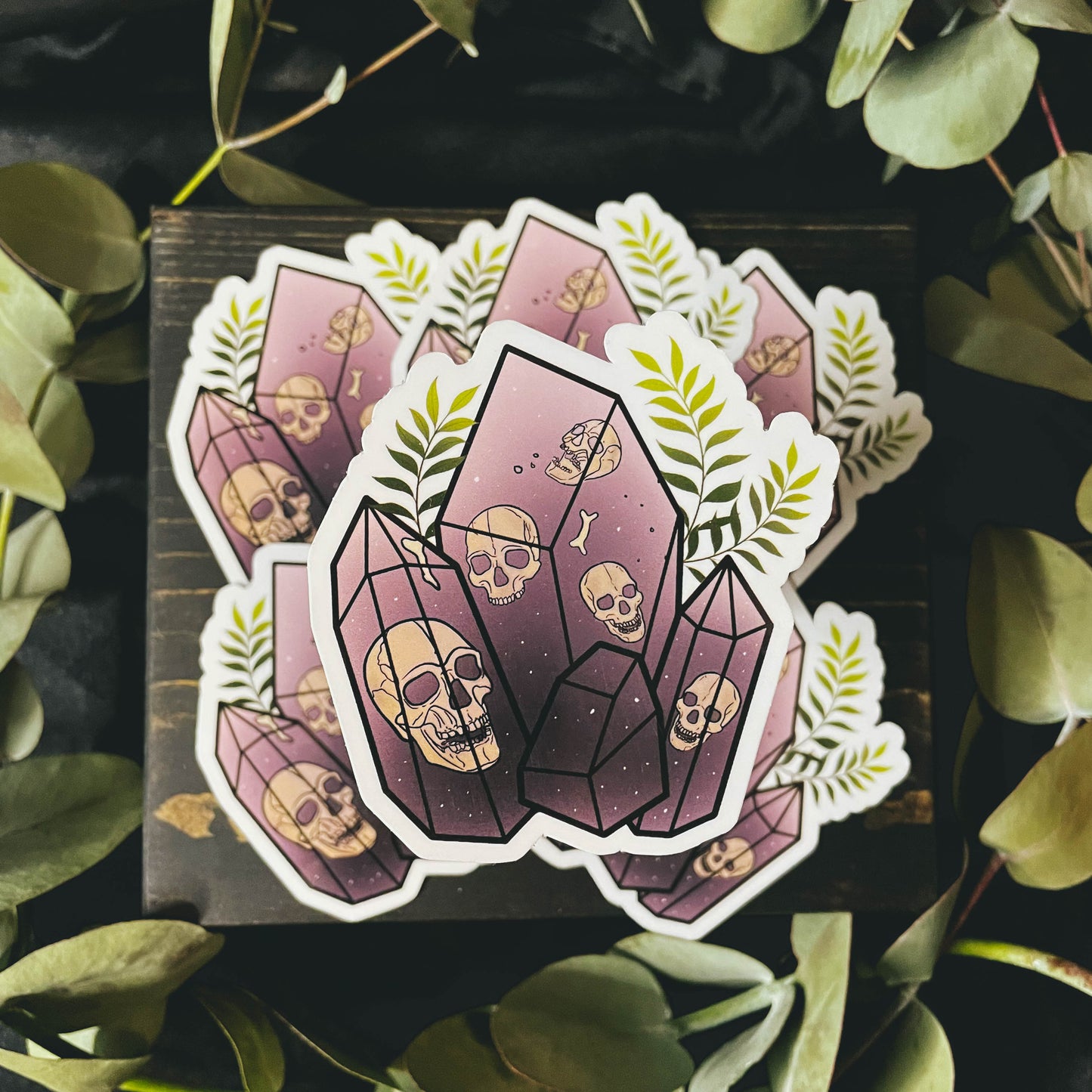 Black Skull Crystal Vinyl Sticker | 3"