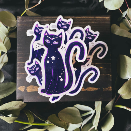 Celestial Star Cat Vinyl Sticker | 3"