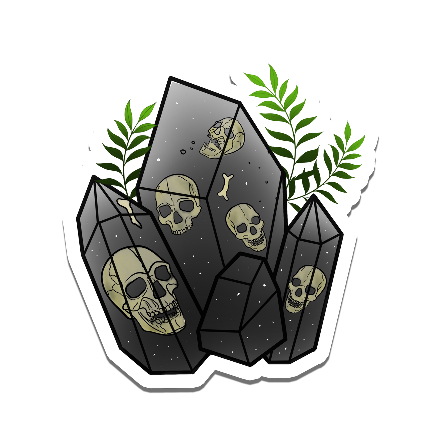 Black Skull Crystal Vinyl Sticker | 3"