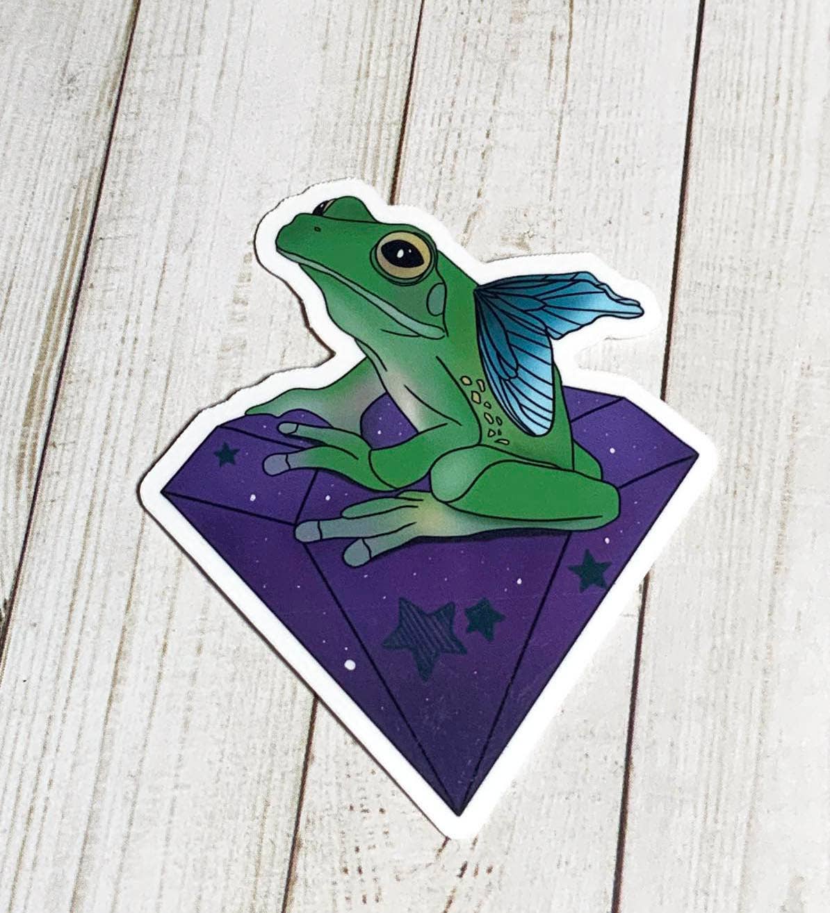 Magical Frog Fairy on Purple Crystal Vinyl Sticker