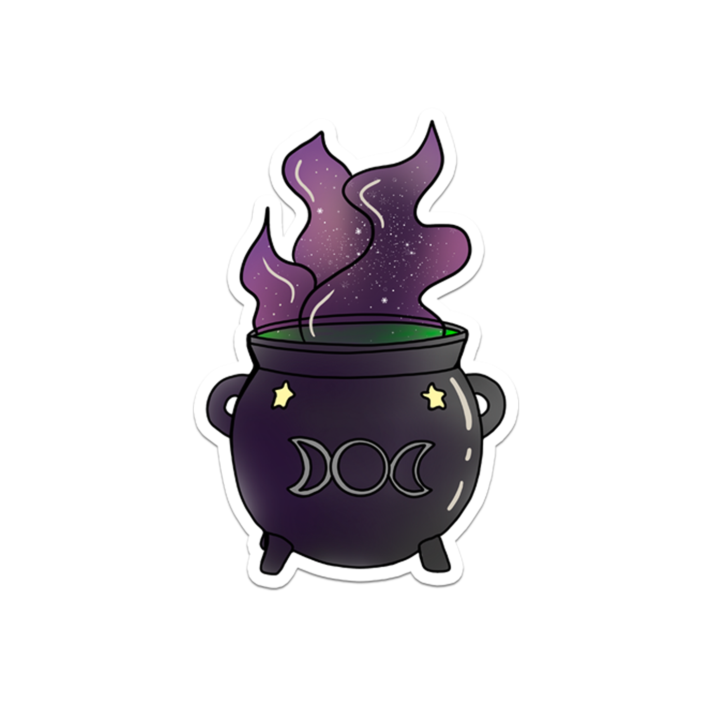 Spooky Witch Cauldron Vinyl Sticker | 3"
