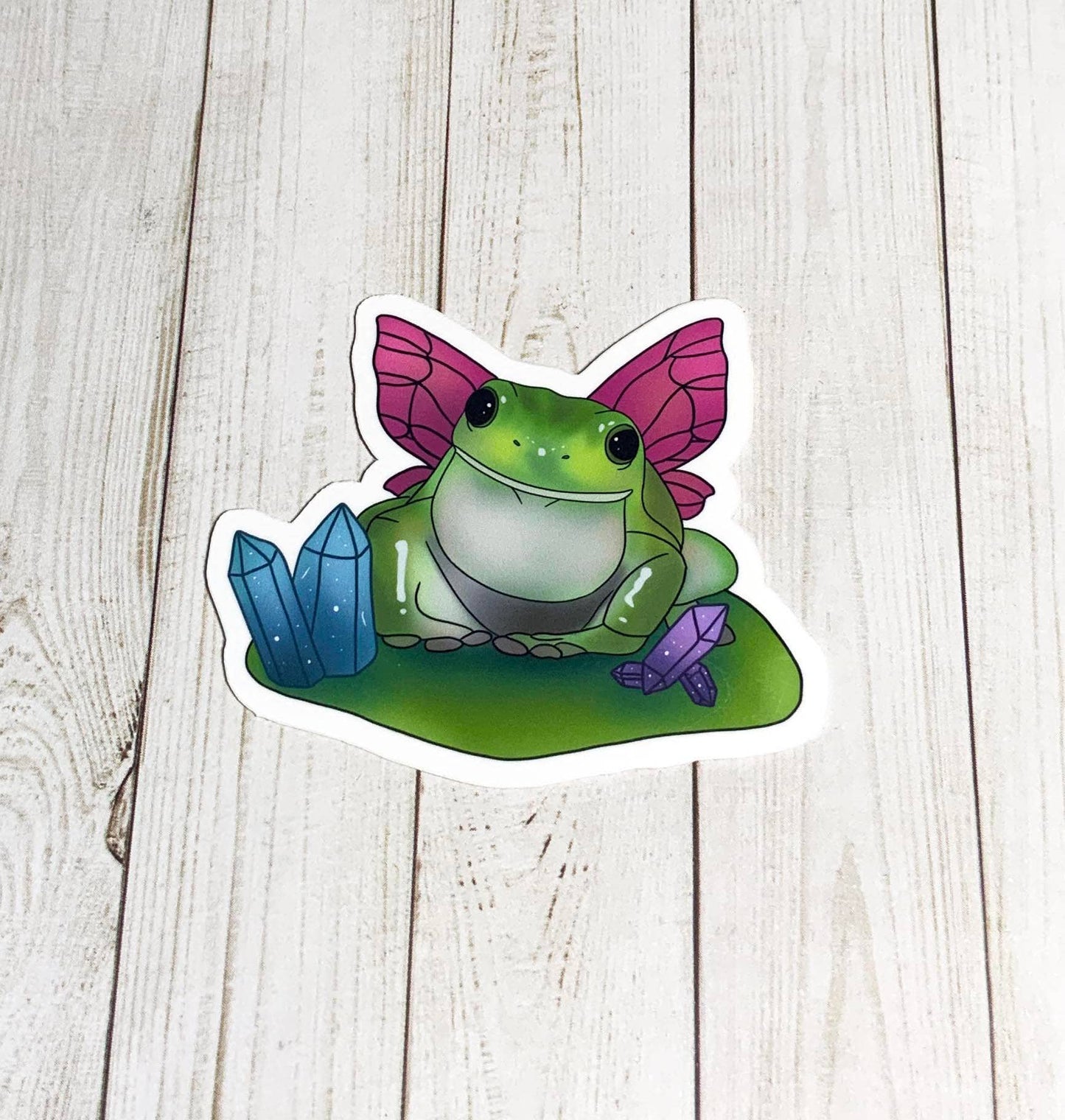 Magical Frog Fairy with Pink Wings Vinyl Sticker | 3"