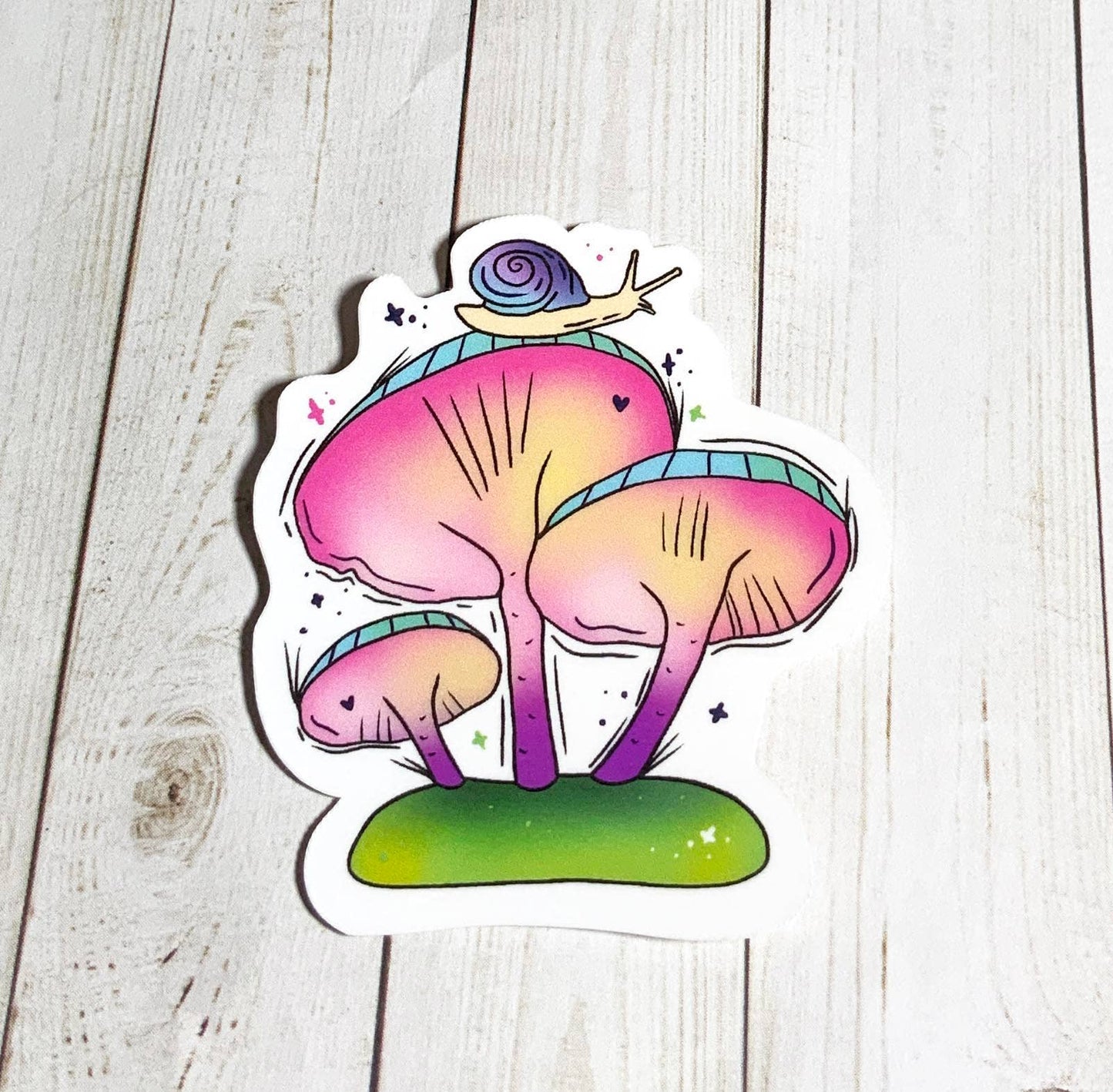 Pastel Mushrooms with Snail Vinyl Sticker | 3"