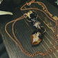 Citrine Obsidian Bird Skull Crystal Necklace