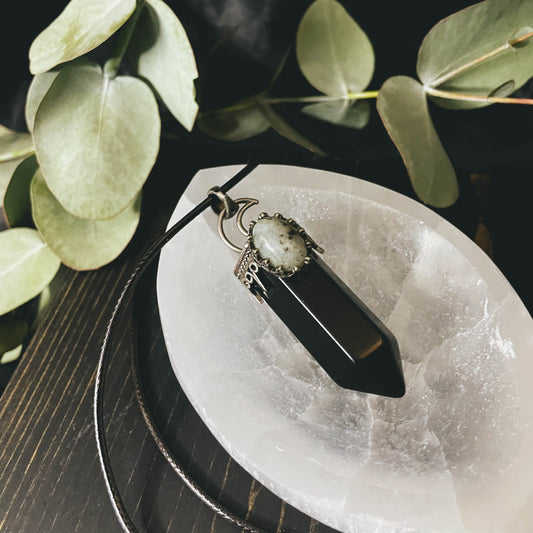Moonstone Hexagonal Point Necklace