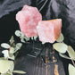 Rough Rose Quartz Crystal On Stand