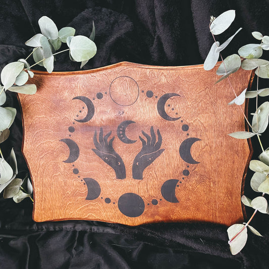 Decorative Wooden Moon Phase & Hands Altar Board